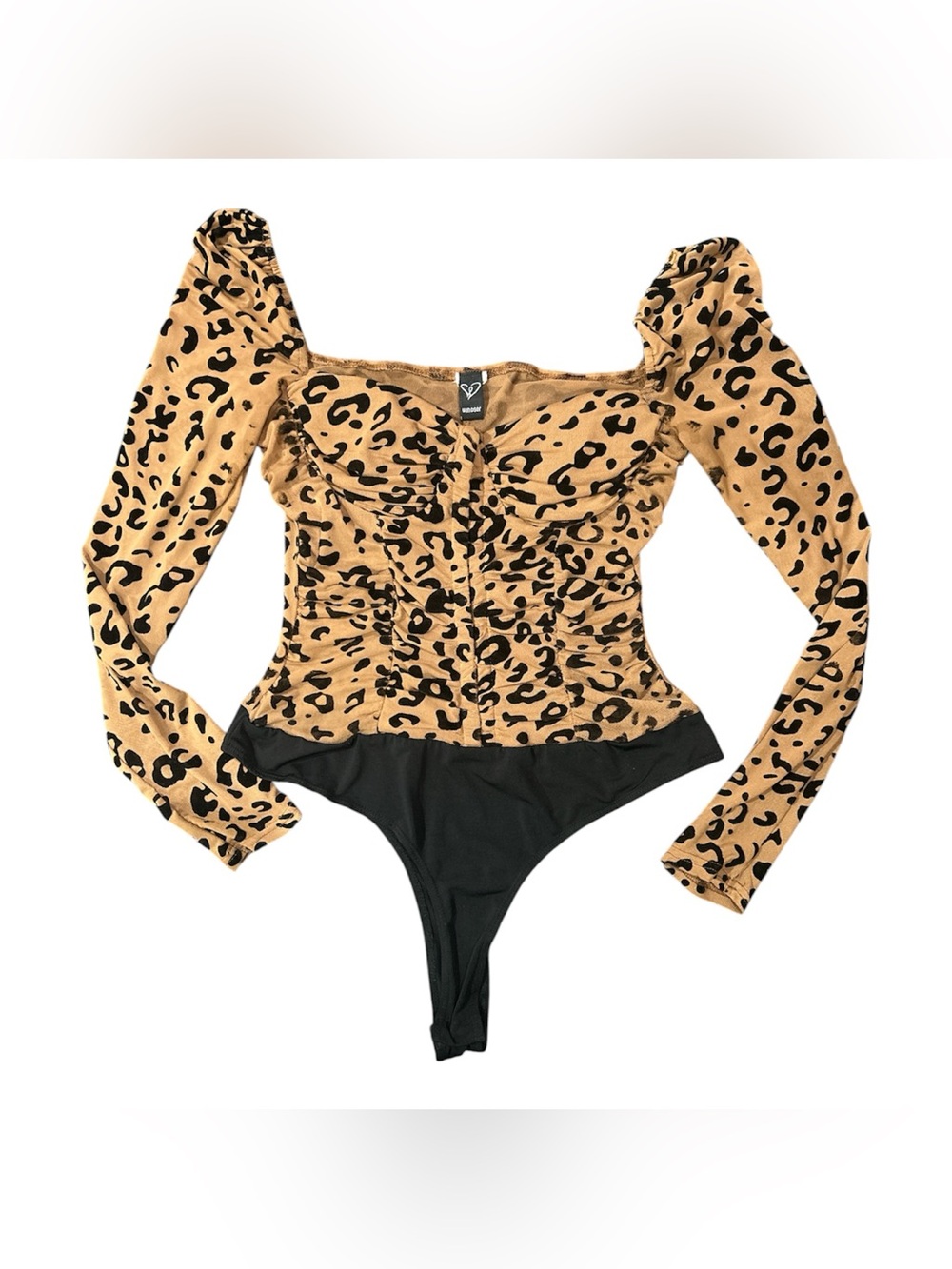 Windsor Leopard Print Long Sleeve Bodysuit Sz S